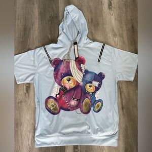 Psycho Nation Teddy Bear Unisex Graphic Hoodie Sweatshirt sz 44 RARE FIND